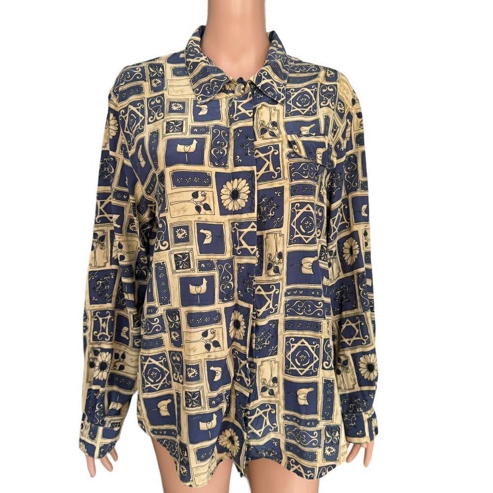 Tess vintage 100% silk blouse size L